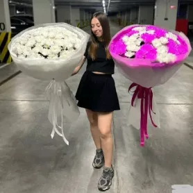 Огромный букет хризантем от интернет-магазина «Донна Роза» в Кемерове