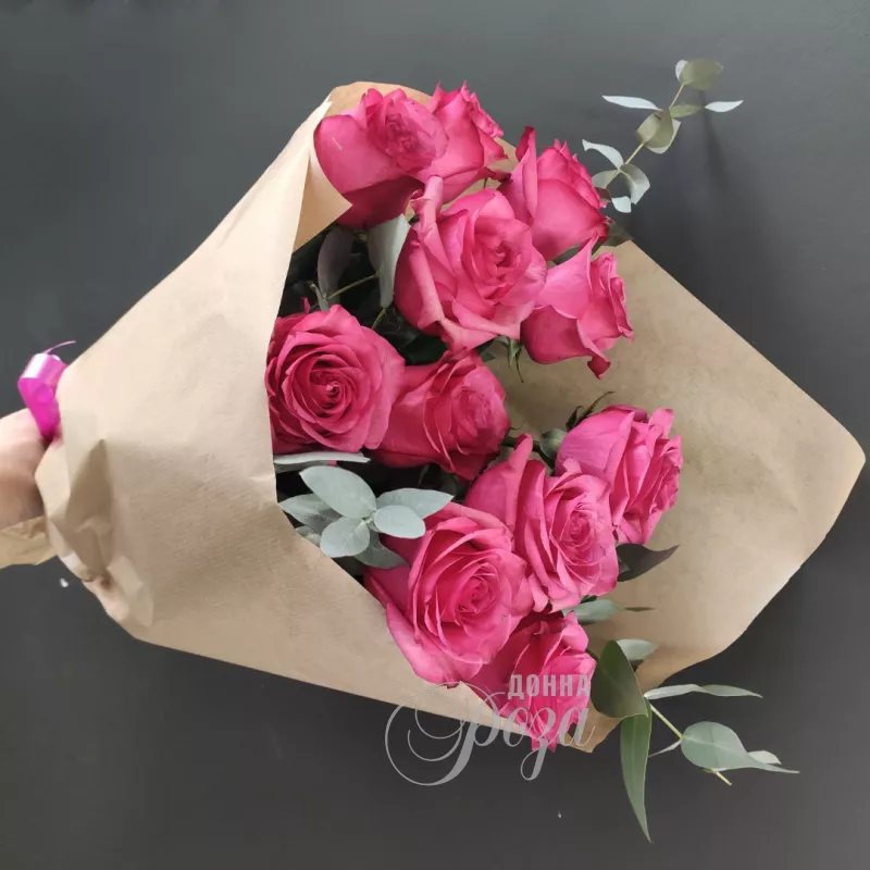 Монобукет из 11 розовых роз &laquo;Иноземка&raquo; 1