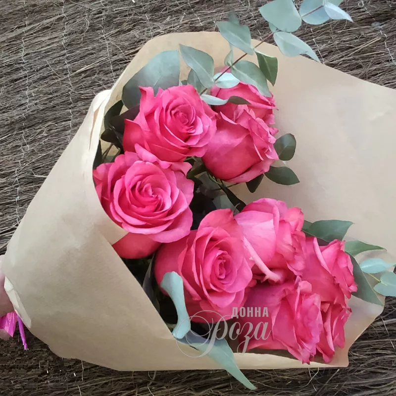 Монобукет из роз &laquo;Розовый шёлк&raquo; 1