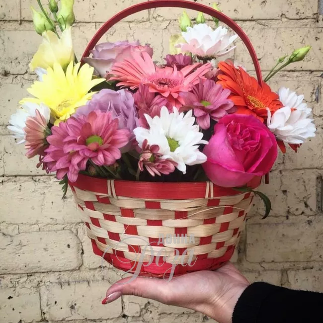 Композиция в корзине &laquo;Розовый туман&raquo;