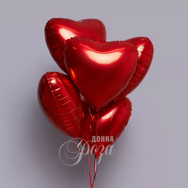 Набор фольгированных шаров в форме сердца 5 штук