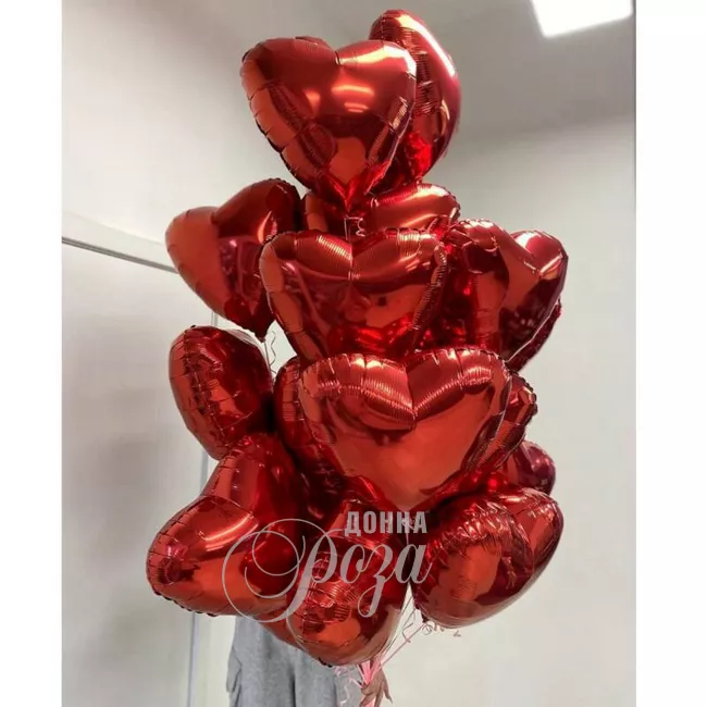 Набор фольгированных шаров сердце 15 штук
