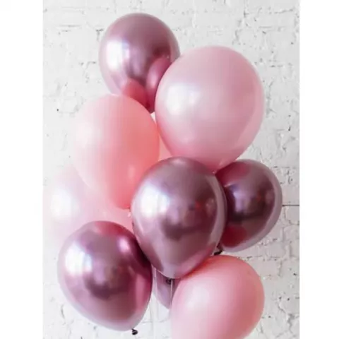 Набор гелиевых шаров розовых и металлизированных от интернет-магазина «Донна Роза» в Кемерове
