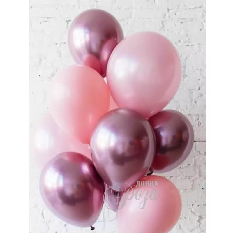 Набор гелиевых шаров розовых и металлизированных  9 шт
