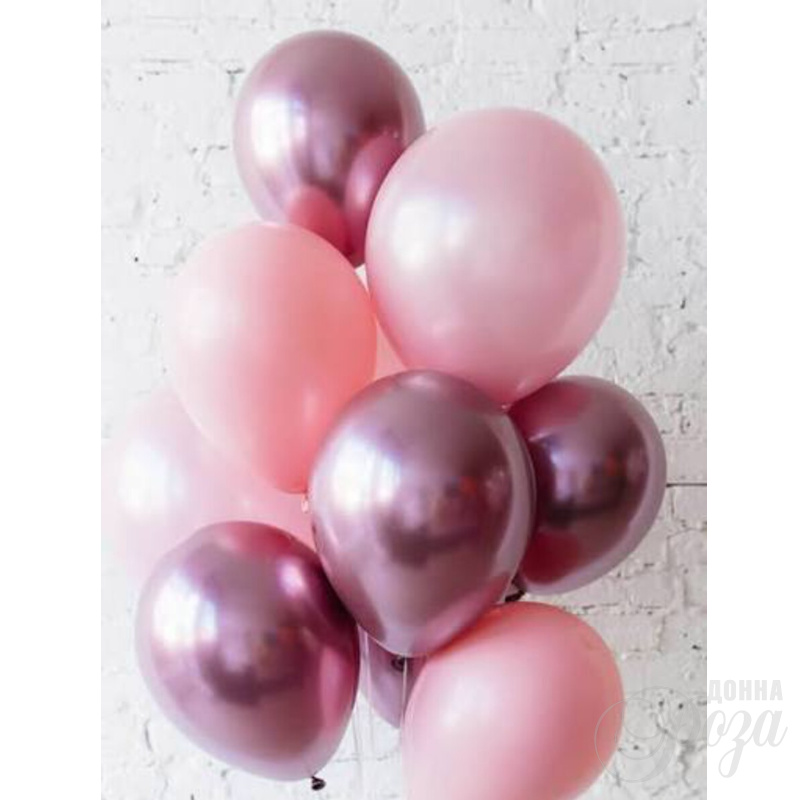 Набор гелиевых шаров розовых и металлизированных