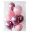 Набор гелиевых шаров розовых и металлизированных  9 шт