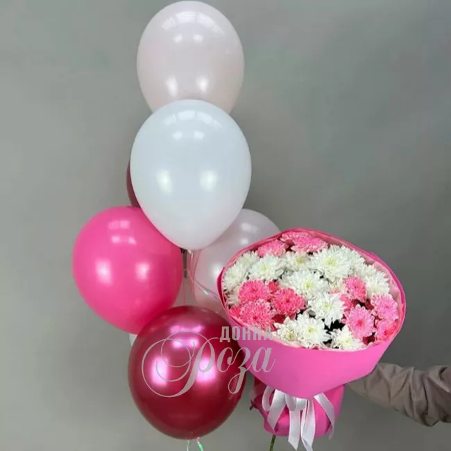 Набор шаров с букетом &laquo;Розовые грёзы&raquo;