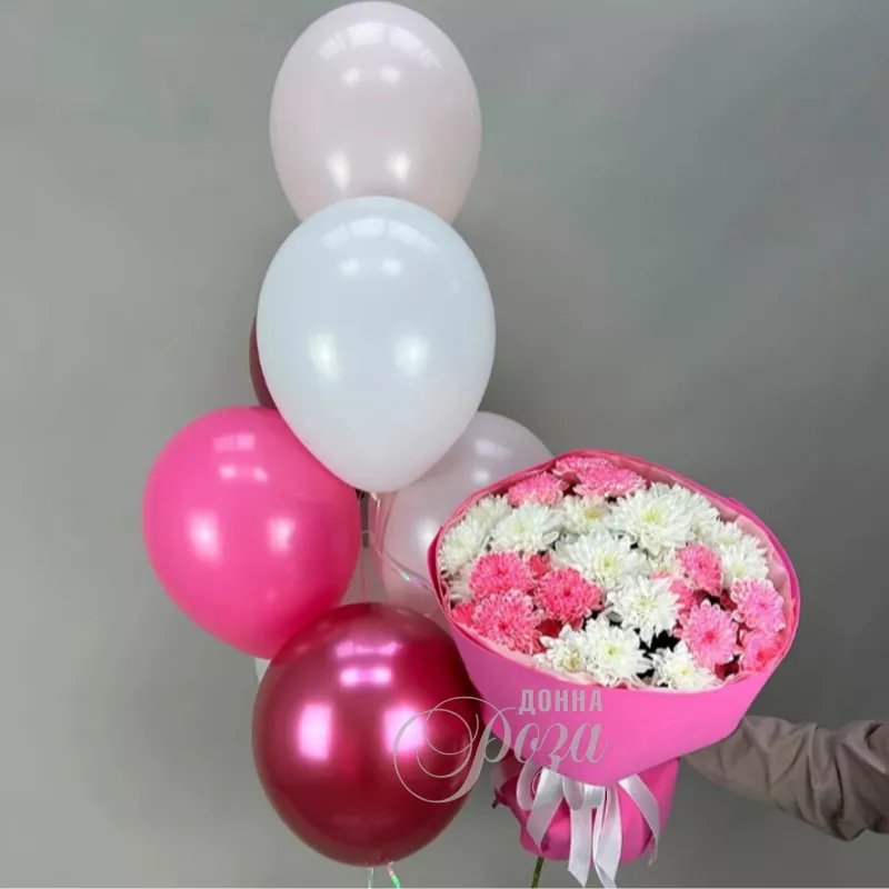 Набор шаров с букетом &laquo;Розовые грёзы&raquo;