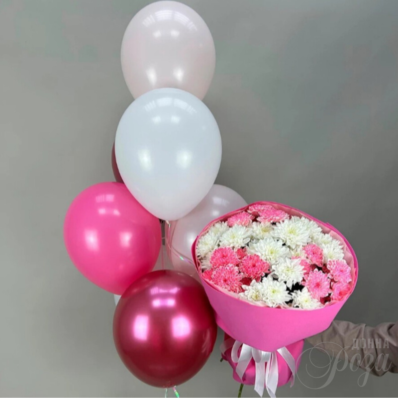 Набор шаров с букетом &laquo;Розовые грёзы&raquo;