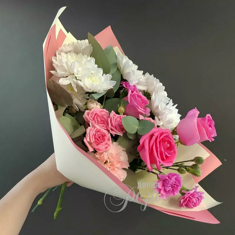 Букет из роз и хризантем &laquo;Нежный&raquo;